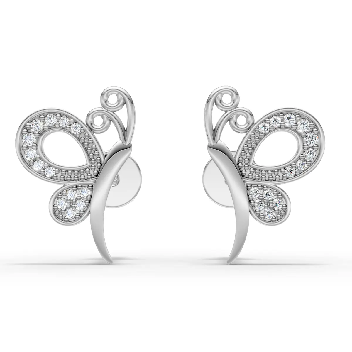 Diamond Butterfly Stud Earrings